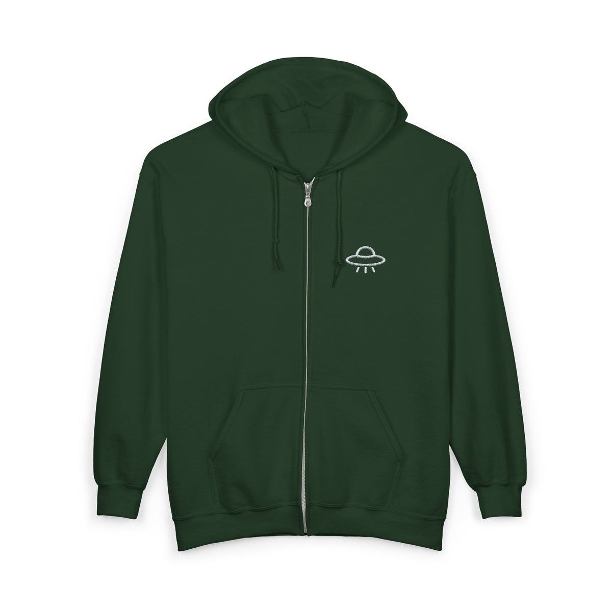 UFO Embroidered Zip-Up Hoodie