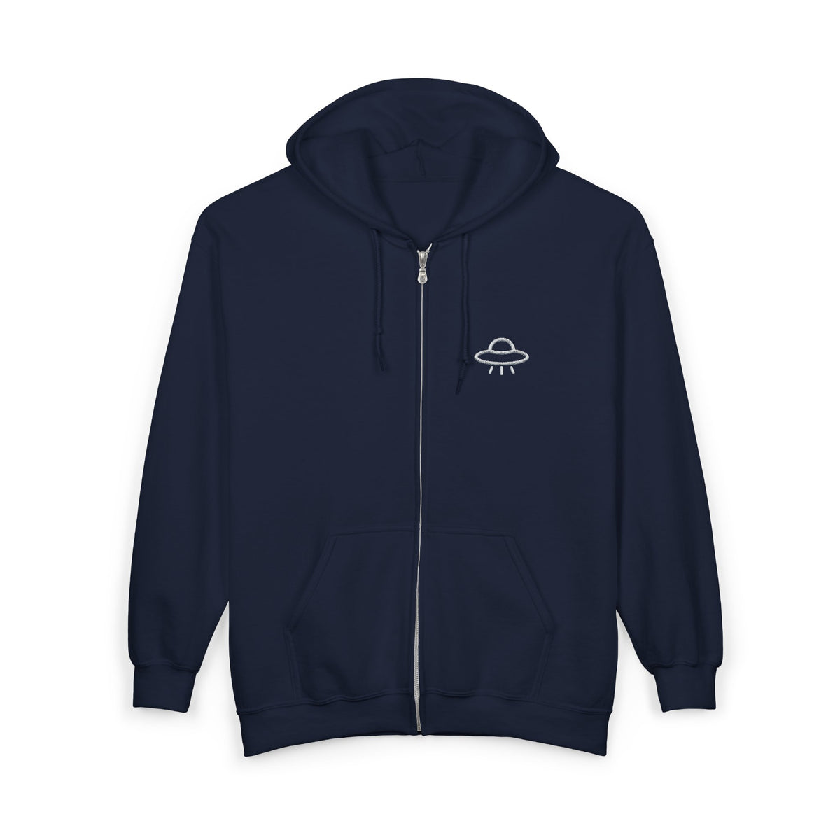 UFO Embroidered Zip-Up Hoodie