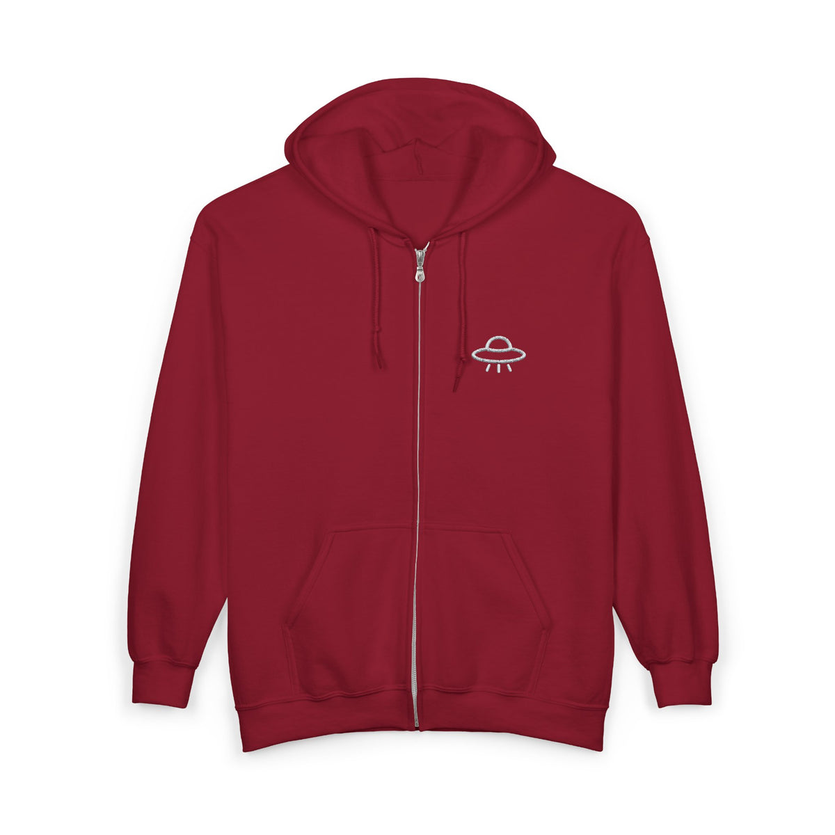 UFO Embroidered Zip-Up Hoodie
