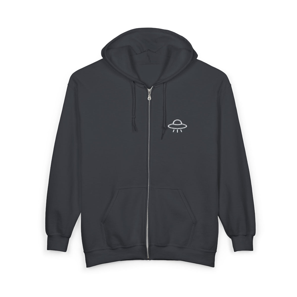 UFO Embroidered Zip-Up Hoodie